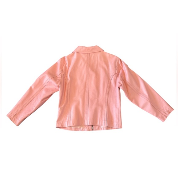 Vecchio Ponte Pink Lambskin Leather Jacket Italian Made Genuine Leather Size 16Y - Picture 4 of 6